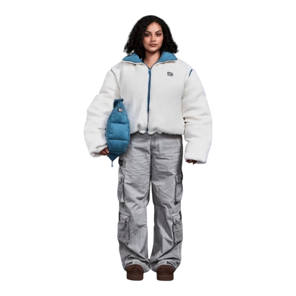 NineteenTwenty Ultimate Bomber Vintage Denim Sz Med Reversible Convertible New - Picture 6 of 16